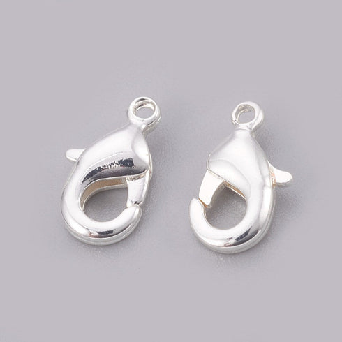 Silver Plated Brass Lobster Claw 9x5x3mm 6pc